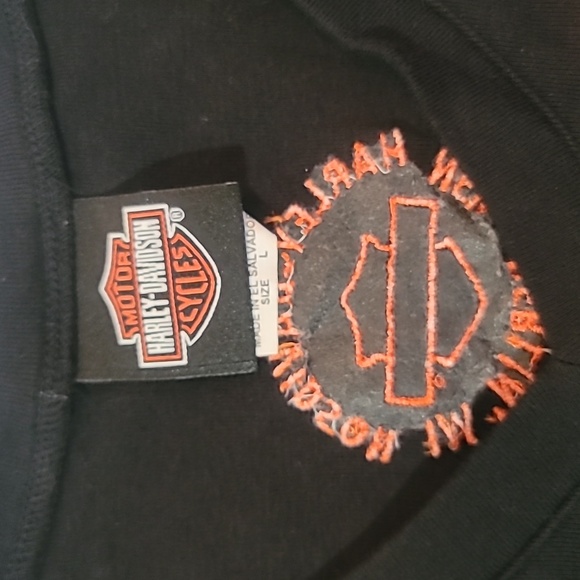 Vintage Y2K Harley Davidson Embroidered Logo Top/Graphic Print V Neck T-shirt SS - Picture 4 of 7